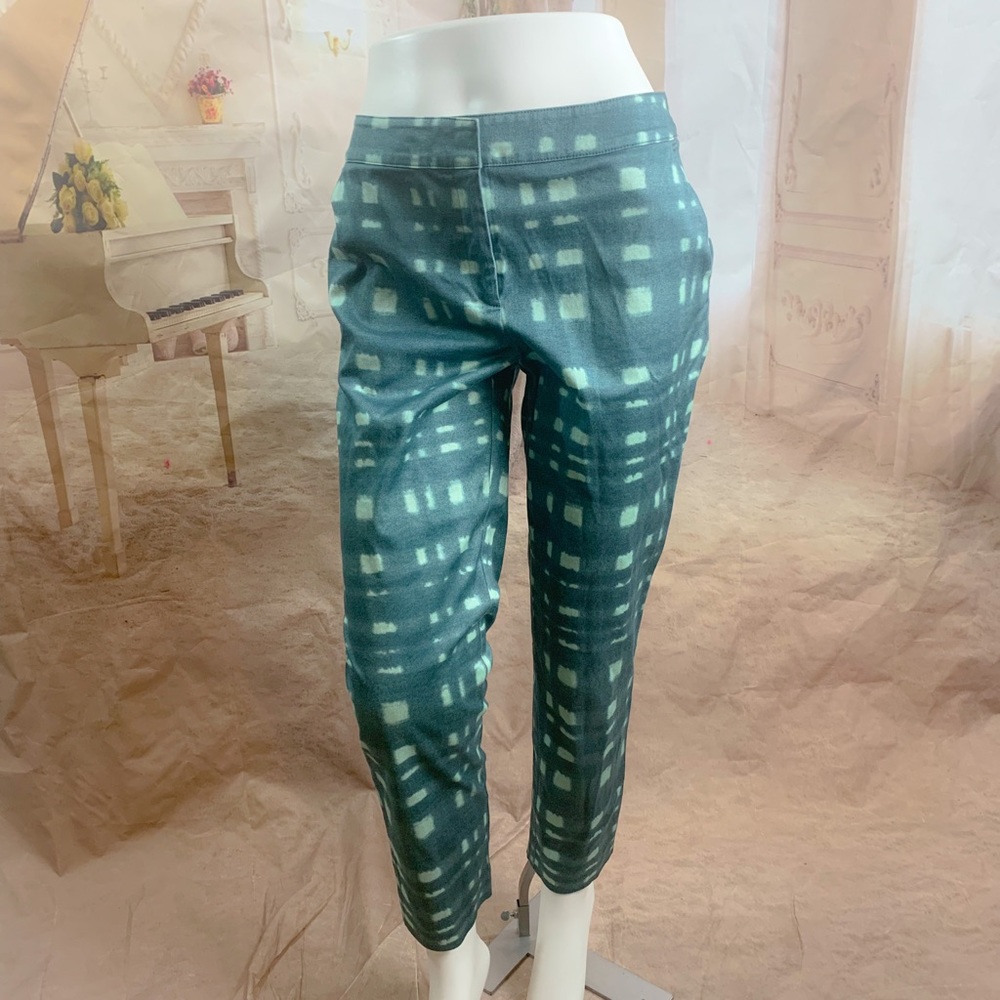 St John Green Windowpane Print Trouser - Picture 2 of 10